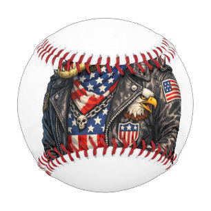Fierce Patriotic Alligator Biker Leather Jacket St Baseball