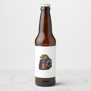 Fierce Patriotic Alligator Biker Leather Jacket St Beer Bottle Label