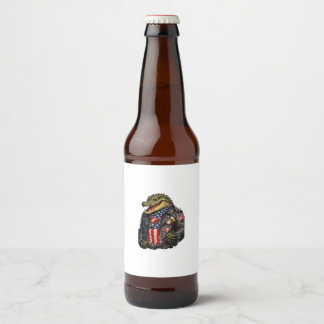 Fierce Patriotic Alligator Biker Leather Jacket St Beer Bottle Label