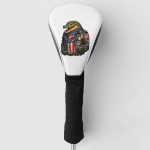 Fierce Patriotic Alligator Biker Leather Jacket St Golf Head Cover