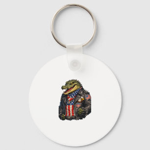 Fierce Patriotic Alligator Biker Leather Jacket St Key Ring