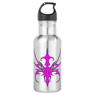 Fierce Pink and Black Tribal Line Art Illustration 532 Ml Water Bottle