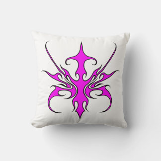 Fierce Pink and Black Tribal Line Art Illustration Cushion