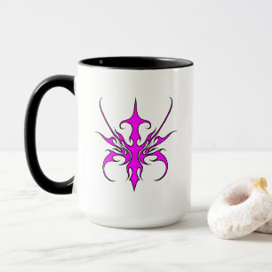 Fierce Pink and Black Tribal Line Art Illustration Mug