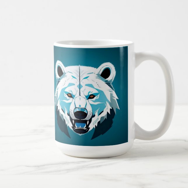 Fierce Polar Bear Geometric Illustration Coffee Mug (Right)