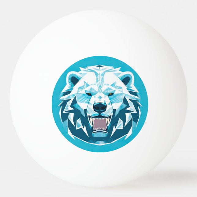 Fierce Polar Bear Geometric Illustration Ping Pong Ball (Front)