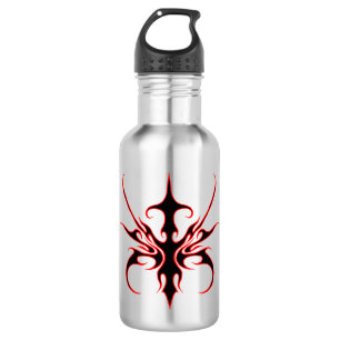 Fierce Red and Black Tribal Line Art Illustration 532 Ml Water Bottle