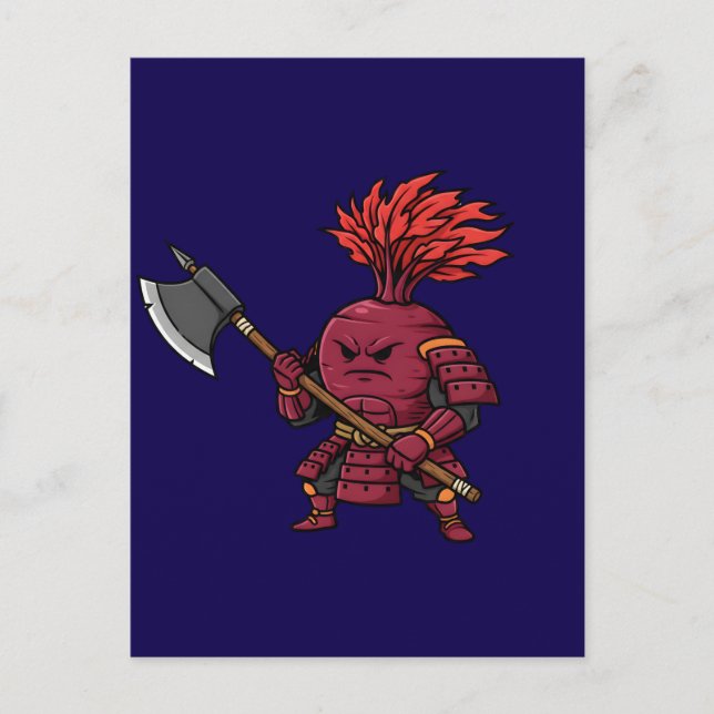 Fierce Red Beetroot Warrior with Battle Axe Illust Postcard (Front)