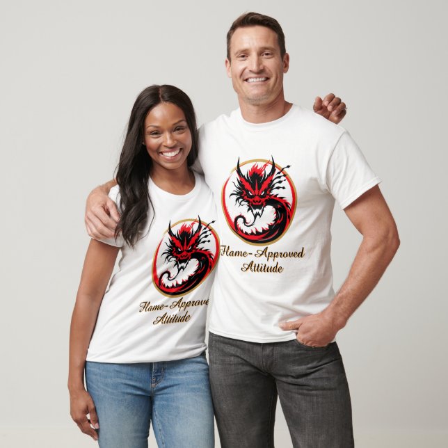 Fierce Red Black Dragon Emblem T-Shirt (Unisex)