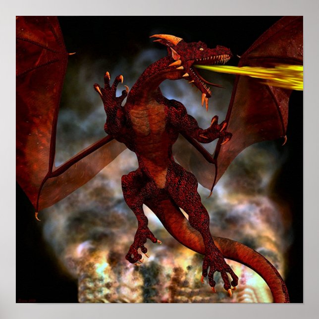 Fierce Red Dragon Poster (Front)