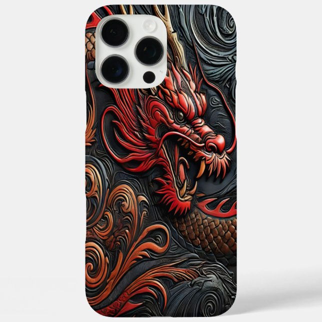 Fierce Red Dragon Relief Art Case-Mate iPhone Case (Back)