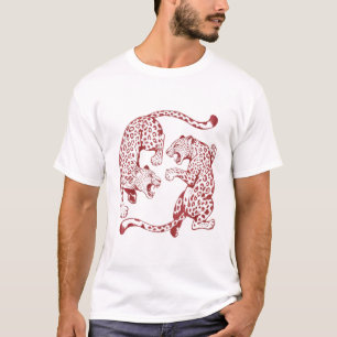 Fierce Red Leopard Fight Wild Cat Art Print T-Shirt