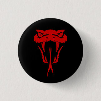 Fierce Red Snake Face - Black 3 Cm Round Badge