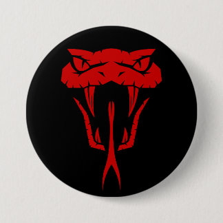 Fierce Red Snake Face - Black Large  7.5 Cm Round Badge