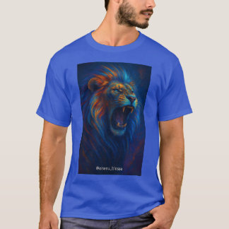 Fierce Roaring Lion – Blue & Orange Glow T-Shirt