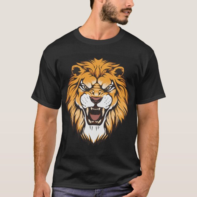 Fierce Roaring Lion Graphic T-Shirt (Front)