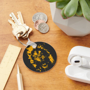 Fierce roaring lion splash art key ring