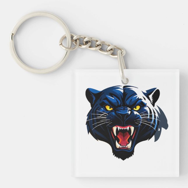 Fierce Roaring Panther Mascot Key Ring (Front)