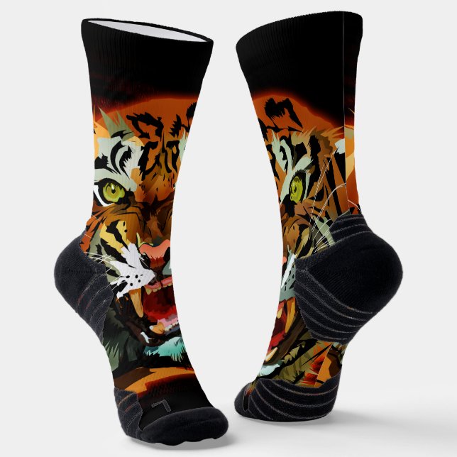 Fierce Roaring Tiger Athletic Crew Socks Bold Wild (Angled)