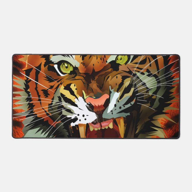 Fierce Roaring Tiger Desk Mat Bold Wildlife Large  (Front)