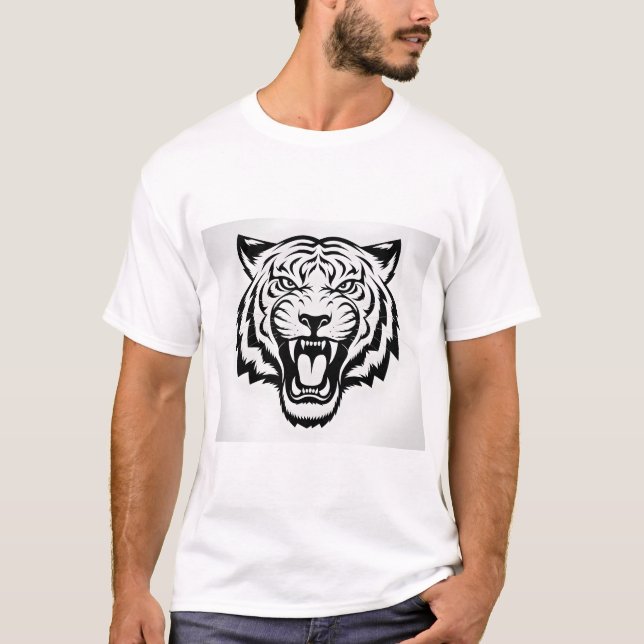 Fierce Roaring Tiger Face T-Shirt Design - Bold Tr (Front)