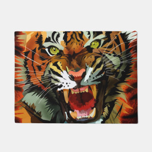 Fierce Roaring Tiger Welcome Mat Bold Wildlife