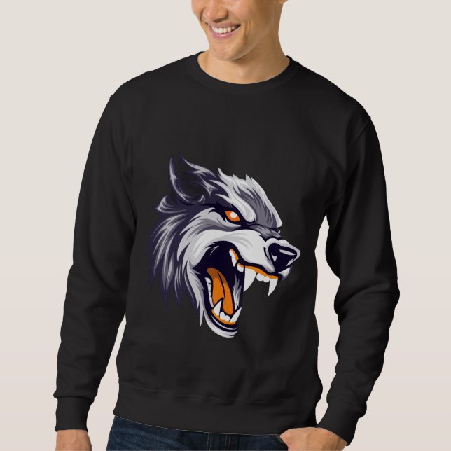 Fierce Roaring Wolf Men’s Sweatshirt (Front)