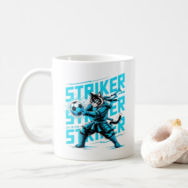 Fierce Samurai Cat Striker Mug (With Donut)