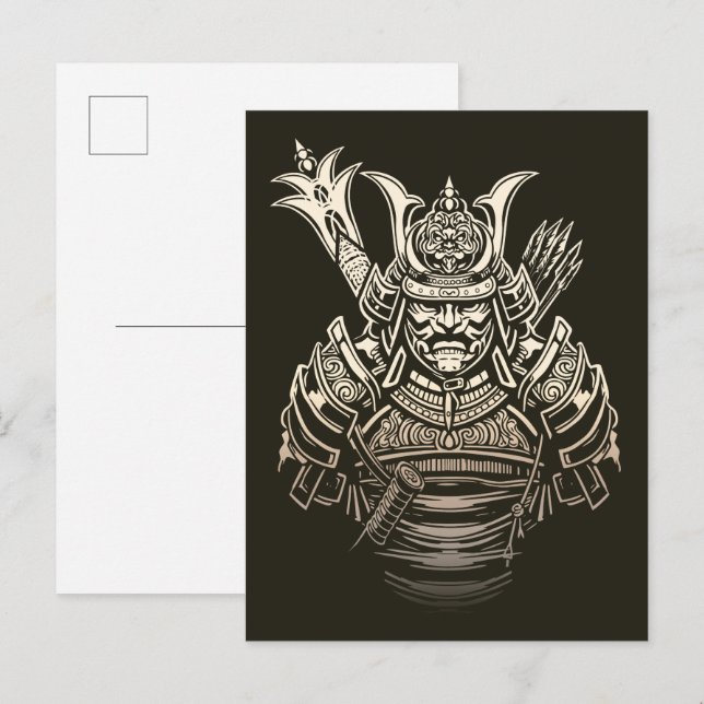 Fierce Samurai Warrior – Bold Japanese Armor Postcard (Front/Back)