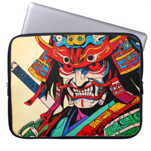 Fierce Samurai Warrior – Colourful Japanese Bushid Laptop Sleeve