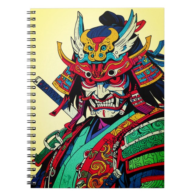 Fierce Samurai Warrior – Colourful Japanese Bushid Notebook (Front)