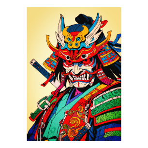 Fierce Samurai Warrior – Colourful Japanese Bushid Photo Print