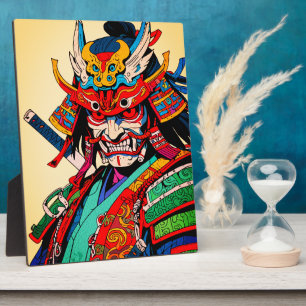 Fierce Samurai Warrior – Colourful Japanese Bushid Plaque