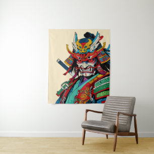 Fierce Samurai Warrior – Colourful Japanese Bushid Tapestry