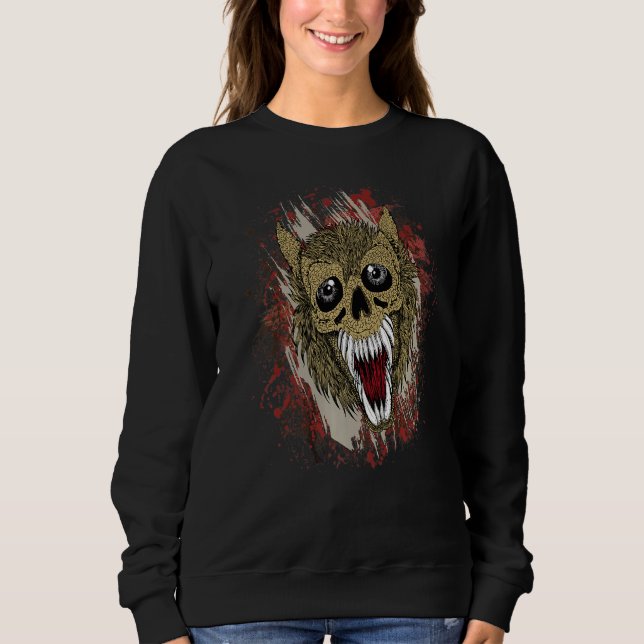 Fierce Scary Grunge Wolf Werewolf Goth Sweatshirt (Front)