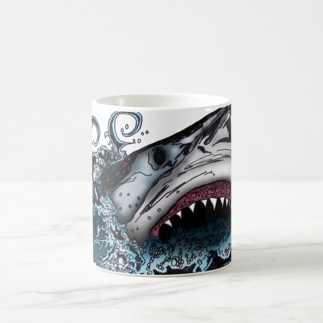 Fierce Shark Attack Ocean Predator Digital Art Coffee Mug (Center)