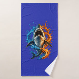 Fierce Shark Beach Towel – Blue & Orange Ocean Spl