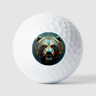 Fierce Stylised Bear Art Golf Balls