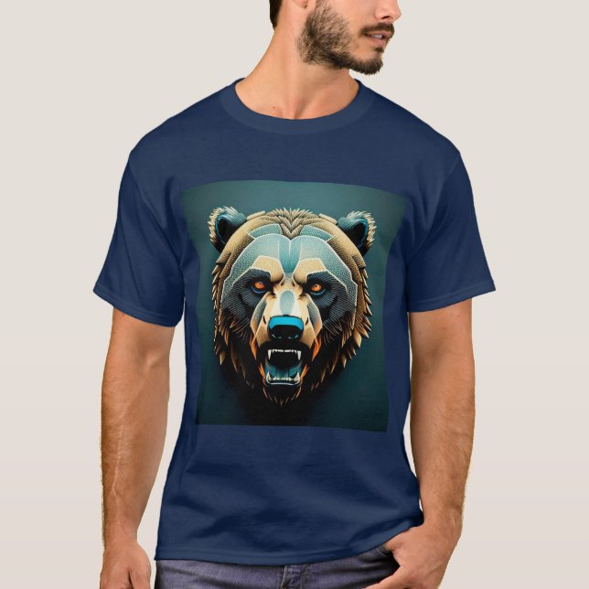 Fierce Stylised Bear Art  T-Shirt (Front)