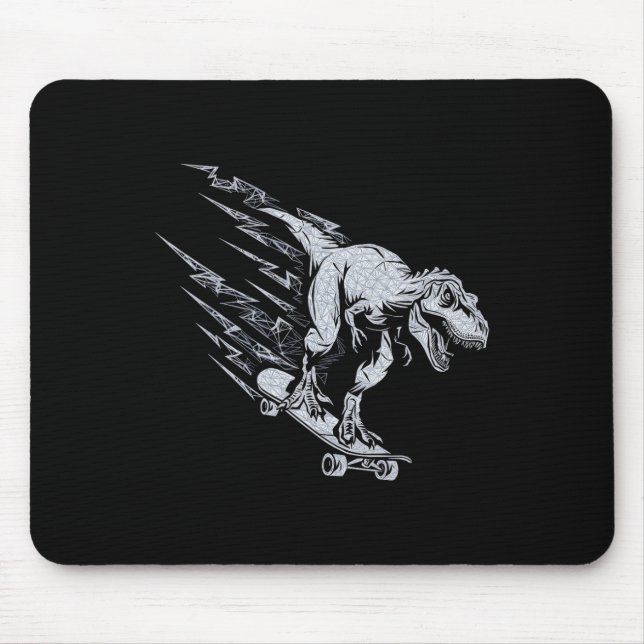 Fierce T-rex Skateboarding Lightning Speed  Mouse Mat (Front)