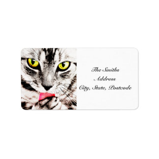 Fierce Tabby Cat Address Label
