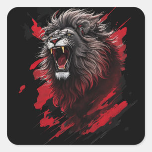 Fierce, the black lion square sticker