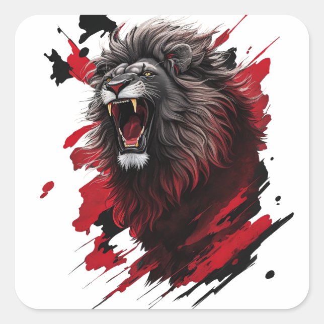 Fierce, the black lion square sticker (Front)