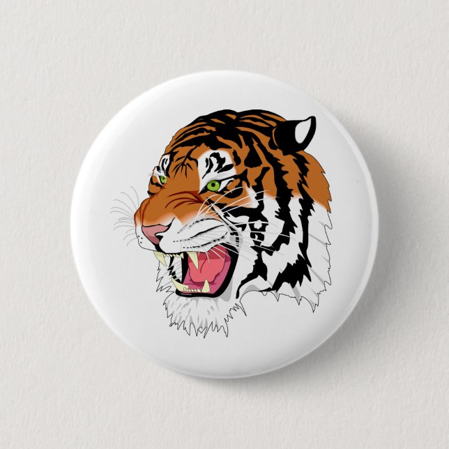 Fierce Tiger 6 Cm Round Badge (Front)