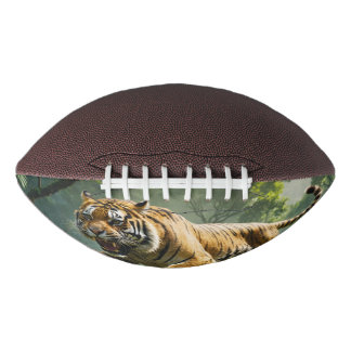 Fierce Tiger Attacking American Football Ball