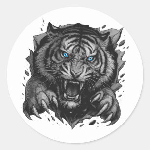 Fierce Tiger Breakthrough: Bold & Wild Classic Round Sticker