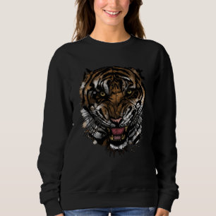 Fierce Tiger Face Art Bold Jungle Predator Street Sweatshirt