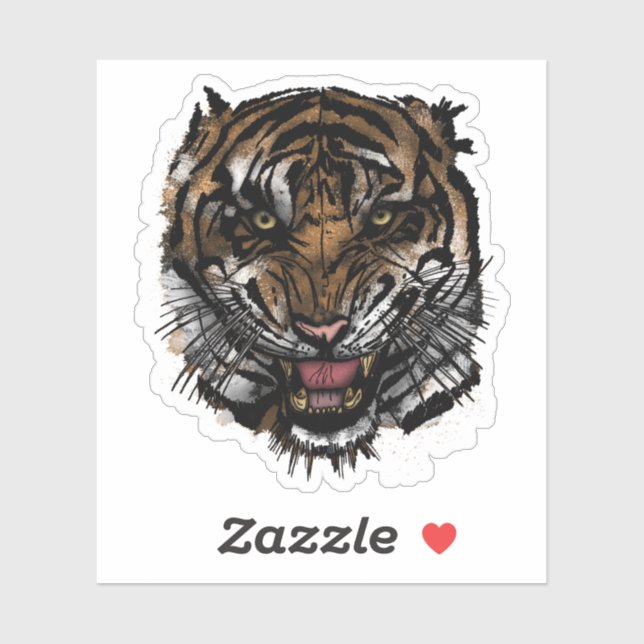 Fierce Tiger Face Graphic Wild Predator Vinyl Art  (Sheet)