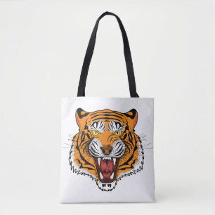 Fierce Tiger Head Illustration-24327 Hoodie Tote Bag