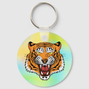 Fierce Tiger Head Illustration-24327 Key Ring